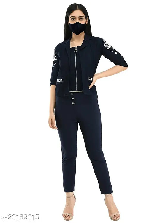 Cotton blend two-piece jacket dress with printed combo, perfect for women's casual wear, India origin