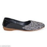 Designer synthetic leather ethnic shoes Jutis for women, embellished with stones, slip-on style, belly pattern