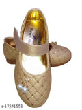 Synthetic golden ballet shoes for girls partywear, woven design with velcro fastening, sizes 6-11 years (Foot Length Size: 13.5cm - 22.1cm)