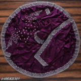 Purple Georgette embroidered saree with chiffon blouse, trendy Bollywood fashion for women's parties and weddings