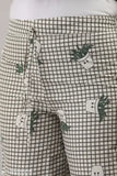 Rayon printed A-line kurta and cotton palazzos set, three-quarter sleeves, solid pattern, Indian origin
