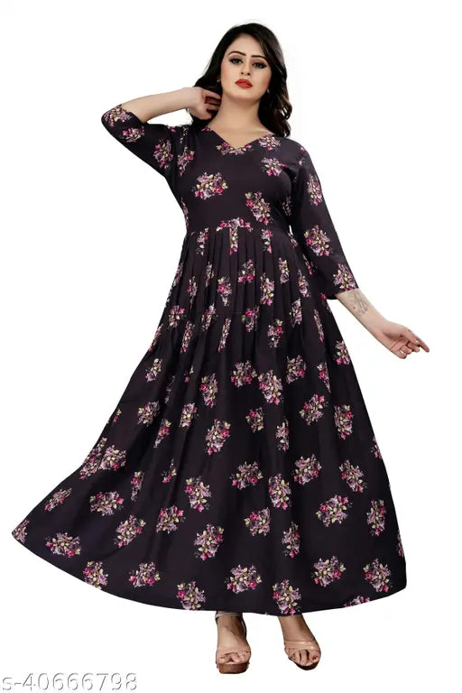 Indian Rayon Slub Silky Kurti, printed combo, three-quarter sleeves, XXL size