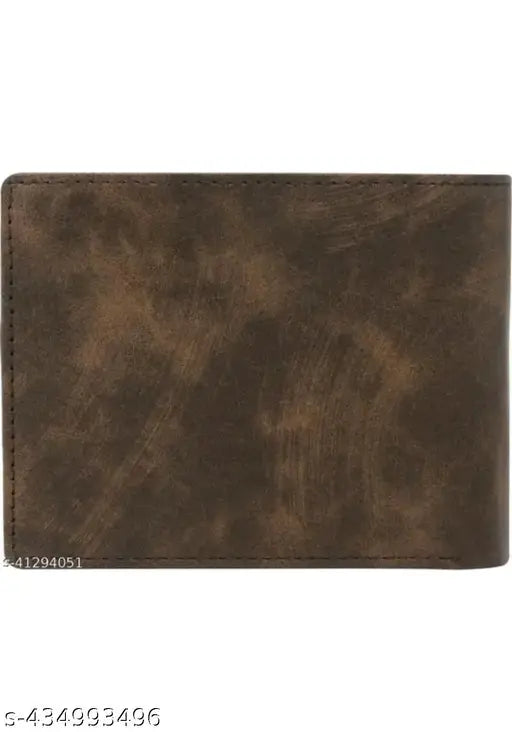 Brown faux leather men's wallet, Welcohab casual formal with 3 compartments for cards