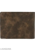 Brown faux leather men's wallet, Welcohab casual formal with 3 compartments for cards