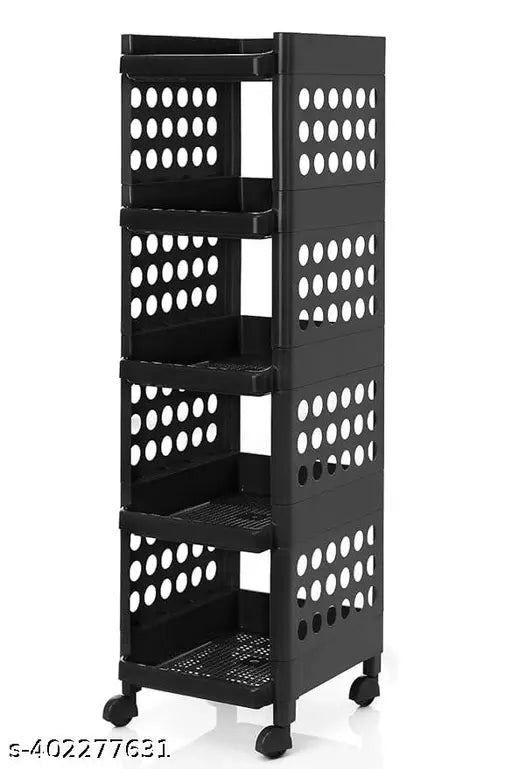 Blue polypropylene 5-tire storage cart for tires & veggies, versatile wheeled organizer
