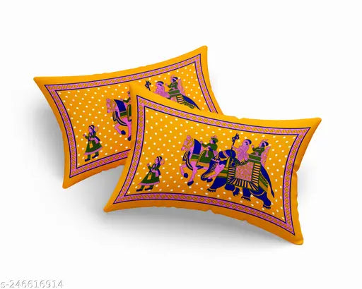 Sanganeri cotton printed War Trade 104 TC double bedsheet with 2 pillow covers, ideal for summer adult use