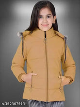 Polyester solid-color girls winter jacket, ideal for casual wear, parties, or photoshoots. Great gift for baby shows, suitable for autumn and winter. Made in India