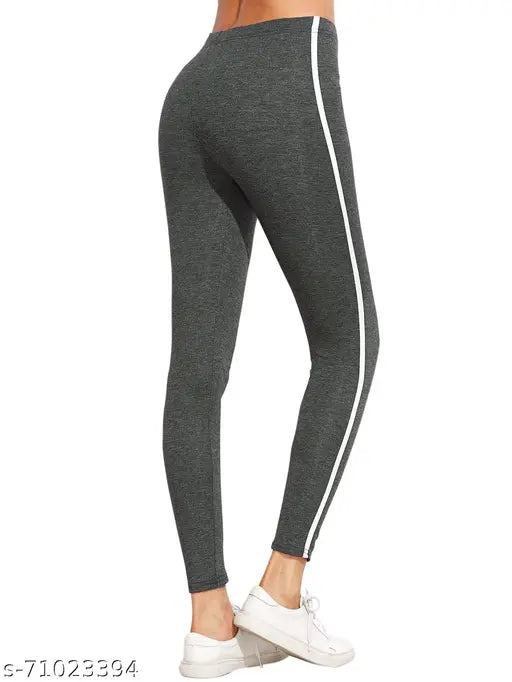 Striped cotton lycra yoga tights for women, set of 2 - comfortable and trendy activewear for girls