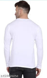 White printed full sleeve t-shirt, polyester, long sleeves, KITTO Fashion branded apparel