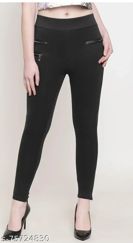 Black Lycra jeggings by Archangel - stylish, comfortable for gym and casual wear, available in sizes 28, 30, 32, 34 (waist 28-36, hip 30-36, length 36) made in India