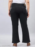 Women's plus size black boot cut stretchable jeans, high rise - versatile, chic, and comfortable, made from cotton-polyester blend