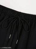 Black cotton blend abstract jogger pants, printed net pattern, Tabadtod women's versatile style for athletic performance