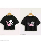 Cotton blend printed crop top & t-shirt for girls and women. Versatile, stylish wardrobe essentials with premium fabric, ideal for denim jeans and sneakers