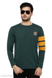 Printed cotton blend round neck full sleeve T-shirt, long sleeves, size S (chest 38in, length 26.5in), made in India
