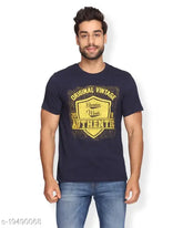 Cotton half-sleeve men's t-shirt, stylish print design, pack of 1, Indian made