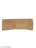 Beige faux leather wallet, magnetic closer, 6 card slots for men's casual accessories