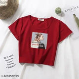 Printed net cotton crop top for women and girls, Black or white option available, Indian-made