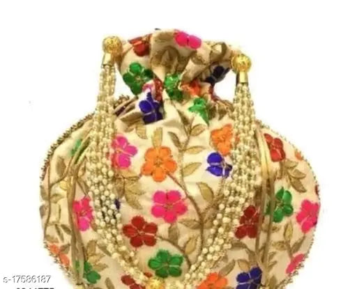 Elite fabric net pouch, stylish women's potli, free size, made in India