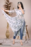 Trendy printed Georgette Anarkali gown, three-quarter sleeves, Indian designer partywear for women (S-44in bust)