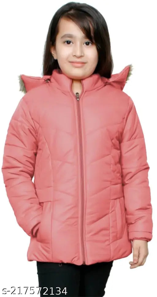 Nylon quilted jacket for kids, lightweight FAR GIRLS JACKET with fluffy inner lining on display