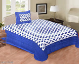 Cotton Jaipuri print single bed sheets & pillow cover - high-quality, fine cotton flat sheet with 160 thread count, ideal for adults. Made in India
