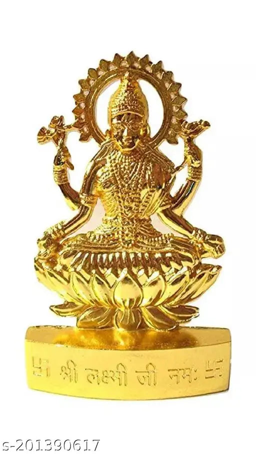 Brass Shri Laxmi Mata Idol for Diwali, 7" x 11" x 1.5", Indian temple decor or puja table accessory