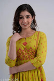 Rayon embroidered print Anarkali Kurta, Indian women's fashion in sizes S-5XL