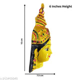 Handmade yellow oxide Varalakshmi Gowri face idol, traditional religious figure for Varalakshmi Vratham pooja in South India