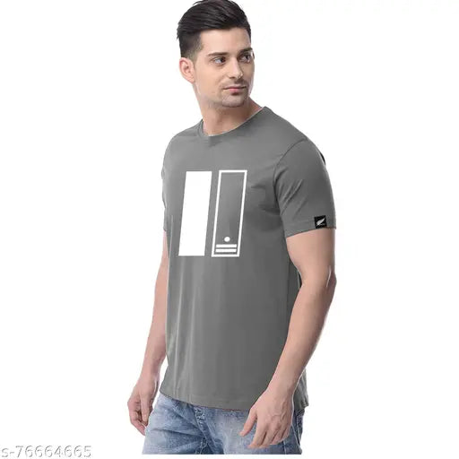 Stylish cotton short sleeve men's T-shirts, printed with glamorous design, ideal for casual wear or workouts. Made in India." (125 characters)