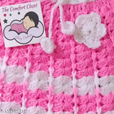 Handmade pink woven woolen blend kids' frock with socks and cap - Soft, elegant design for baby girls (6-12 months) from India