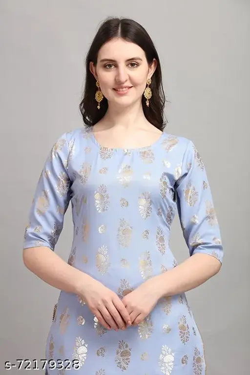 Paper silk kurta sets with rayon palazzos, three-quarter sleeves, Indian woven design. Single size set available in S-XXL