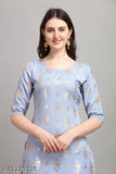 Paper silk kurta sets with rayon palazzos, three-quarter sleeves, Indian woven design. Single size set available in S-XXL