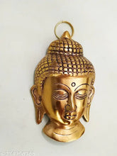 Metal Buddha statue decorative showpiece for home office, Indian temple gift item hanging on wall