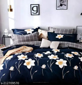 Pure cotton floral double bedsheet & 2 pillow covers, ideal for adult mild winter use, made in India