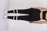 Striped lycra jeggings for ladies, checkered pattern on black base - Indian women's fashion