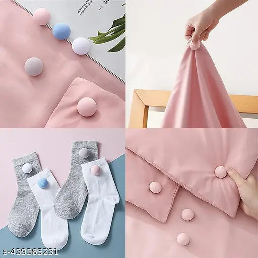 Cotton duvet clips, non-slip comforter quilt holder to keep blanket in place (pink, pack of 4)