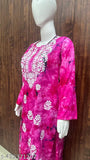 Hard Dry Rayon Pink Embroidered Kurti Set - Versatile Indian clothing for formal and casual occasions, featuring crisp, breathable rayon fabric with distinctive hard-dry finish