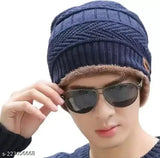 Textured windproof woolen cap, one size, soft Piftif design - unisex winter accessory from India