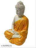 Premium handcrafted orange resin Buddha statue, 5-inch height meditation figurine, beautiful meditative artpiece from Siyaram Gallery, India