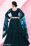Embroidered net lehenga-choli set with dupatta for semi-stitched elegance, Indian origin
