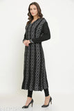 Woolen flared kurti, printed combo, long sleeves, Christy's Collection women's wear from India