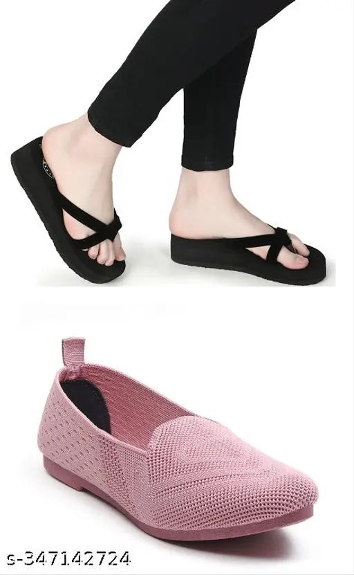 Indian-made mesh loafers combo (2 pieces) - high quality, comfortable, and stylish slippers for women & girls, skin-friendly material