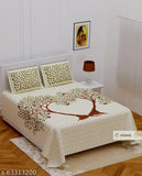 Botanical-pattern cotton Jaipuri fitted bedsheets, double king size with 2 pillow covers, ideal for summer, made in India