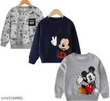Mickey Mouse Kids Sweatshirt Pack of 3 - Cotton, long sleeves, printed design, versatile Disney style