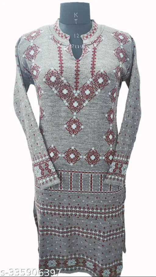 Woolen kurtis for women in printed combo, soft and cozy texture. Ideal for colder seasons, versatile for casual or semi-formal wear. Limited edition, affordable luxury