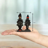 Marble Lord Vitthal Rukmini Murti, intricately detailed Indian god idol pair (6cm x 8cm x 3cm)
