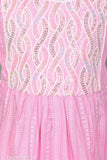 Girls pink Rayon Naira dress set (pack of 2), A-line pyjama with embroidered pattern and three-quarter sleeves. Ideal for party wear, casual wear, kids wear, festive wear, wedding wear. Sizes: 5-6 Years, 6-7 Years, 7-8 Years, 8-9 Years, 9-10 Years. Origin: India