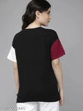 Cotton colorblocked pocket t-shirt for women, loose fit with short sleeves, trendy and vibrant