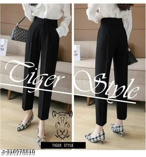 Cotton Lycra, solid-colored, simplicity straight fit women's/girls Tiger Style pants for comfort and style at parties - India