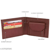 Classic world PU detachable stylish card holder wallet, solid color, 2 compartments for men's everyday use